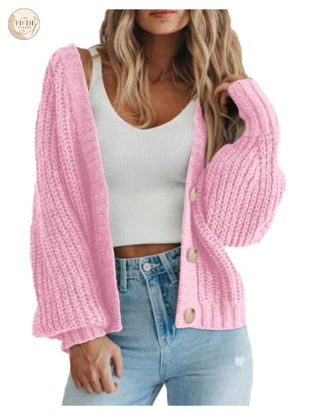 Chunky Knit Open Front Cardigan Long Sleeve Button Down Sweater